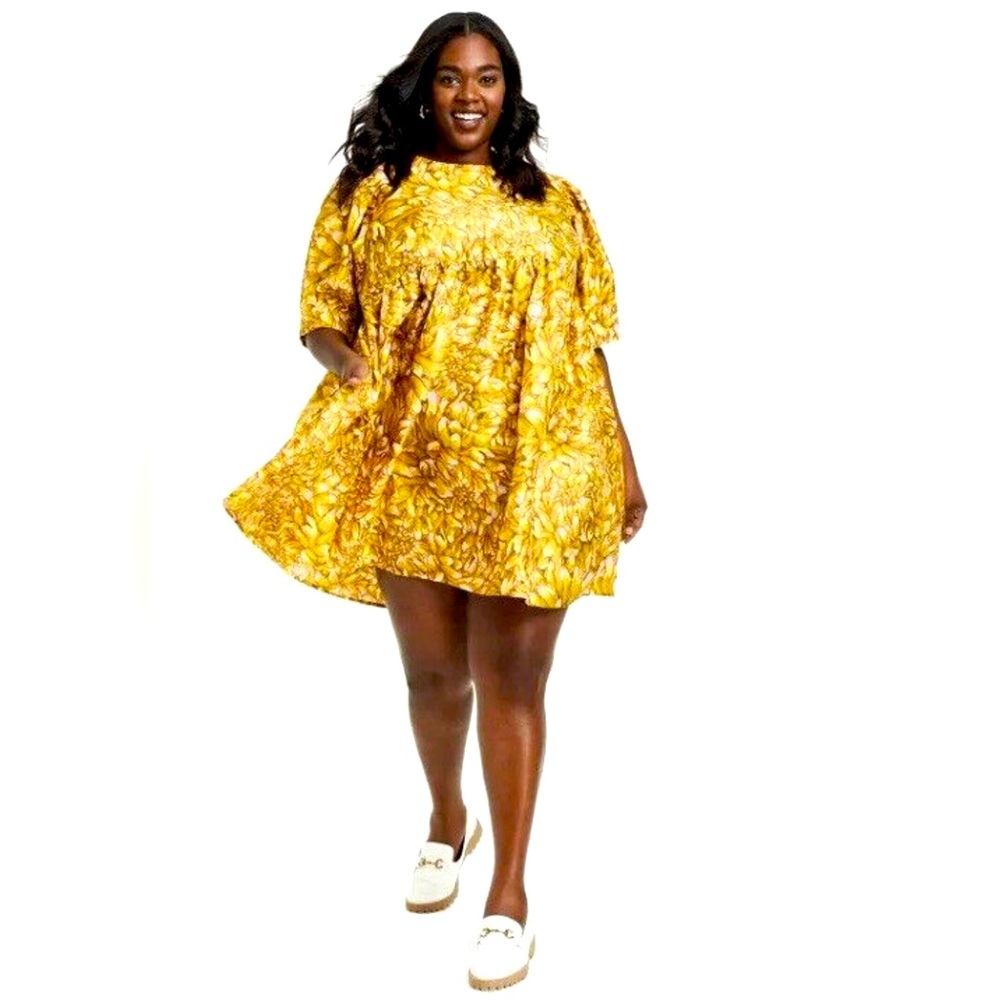 Kika Vargas for Target yellow gold floral mini dress size 1X